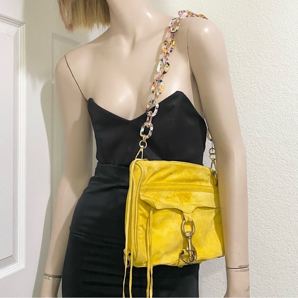 REBECCA MINKOFF Mustard Yellow M.A.C. Suede Crossbody - Picture 2 of 16